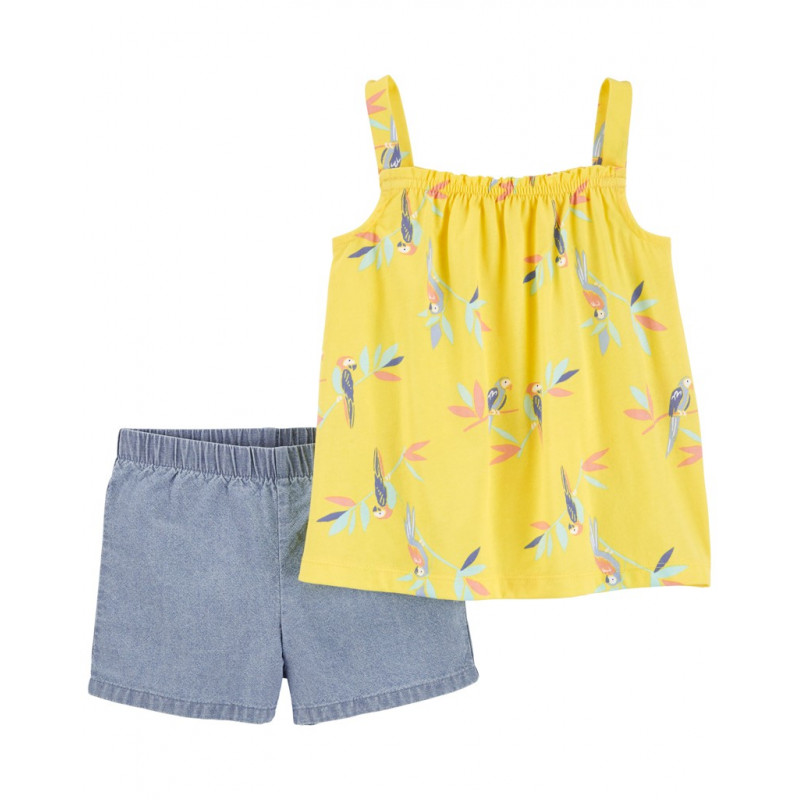 CARTER'S Set 2dielny tričko na ramienka, kraťasy Yellow Birds dievča 24m