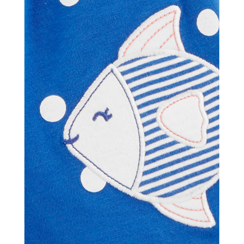 CARTER'S Set 3dielny body kr. rukáv, tričko kr. rukáv, kraťasy Blue Dot Fish dievča 6m