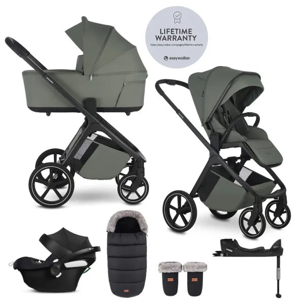 EASYWALKER Set kočík 4v1 Zoey Go Mineral Green XL + CBX Aton B2 i-Size + CYBEX Base One