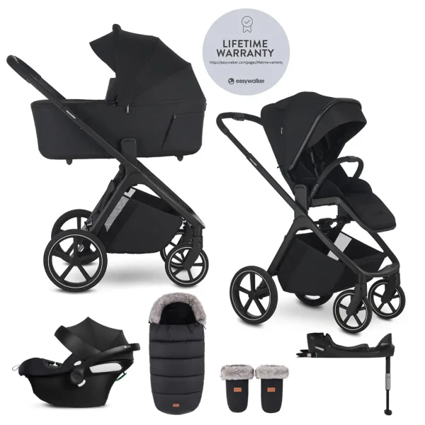 EASYWALKER Set kočík 4v1 Zoey Go Pure Black XL + CBX Aton B2 i-Size + CYBEX Base One