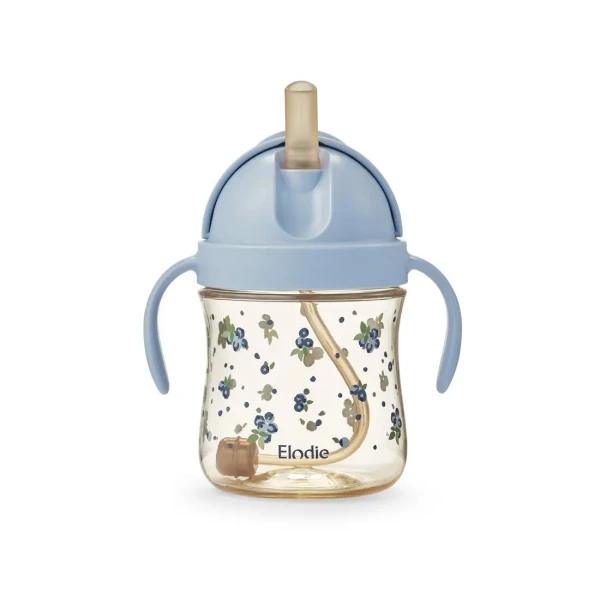 Elodie Details 2 in 1 Učiaci hrnček s ťažítkom - Blueberry Bliss Dots