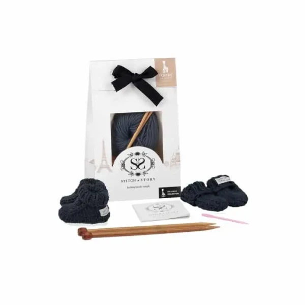 SOPHIE LA GIRAFE: SET MINI RUKAVIČIEK A TOPÁNOČIEK, SADA NA PLETENIE, FARBA: NAVY