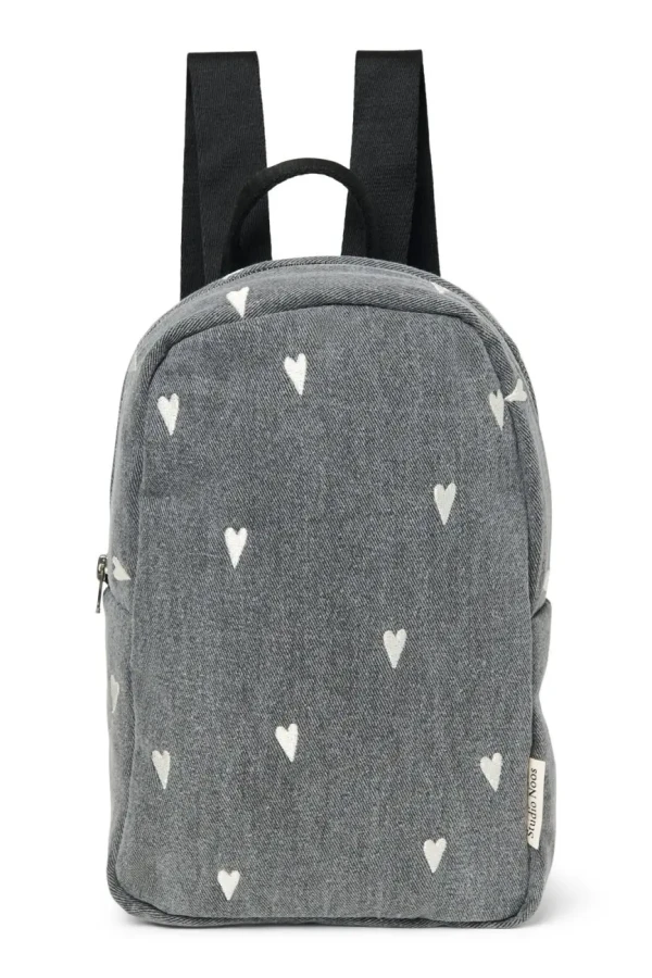 STUDIO NOOS - Denim Mini BACKPACK - batôžtek Grey Hearts