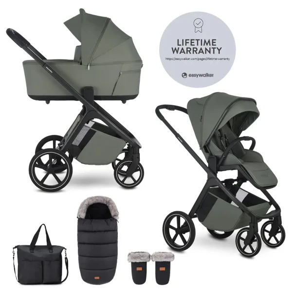 EASYWALKER Set kočík 2v1 Zoey Go Mineral Green XXL Limited s príslušenstvom