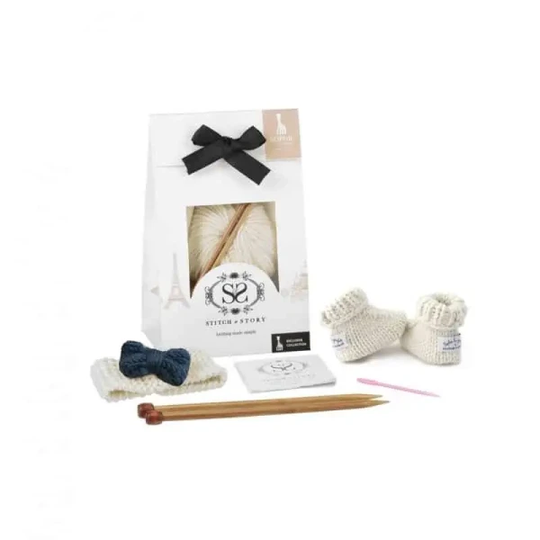 SOPHIE LA GIRAFE: SET ČELENKY A TOPÁNOČIEK - SADA NA PLETENIE, FARBA: NAVY