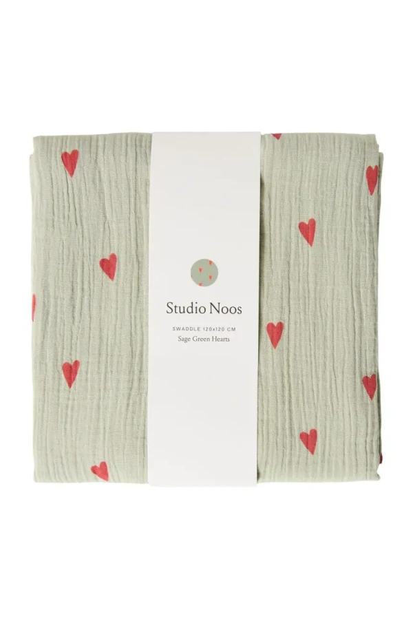 STUDIO NOOS - SWADDLE ZAVINOVAČKA Print Large Green Hearts