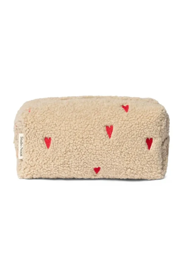 STUDIO NOOS - Teddy Hearts POUCH - kabelka Ecru Hearts