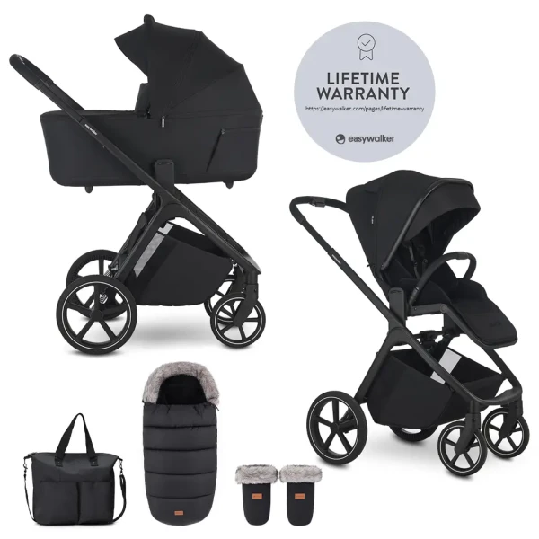 EASYWALKER Set kočík 2v1 Zoey Go Pure Black XXL Limited s príslušenstvom