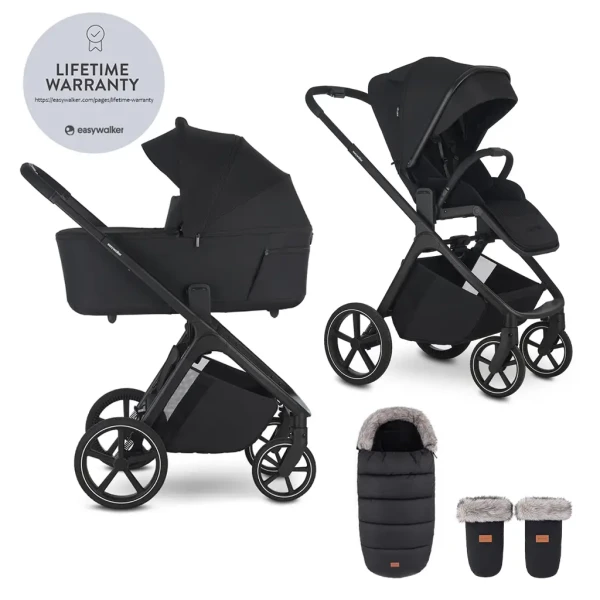 EASYWALKER Set kočík 2v1 Zoey Go Pure Black XL s príslušenstvom