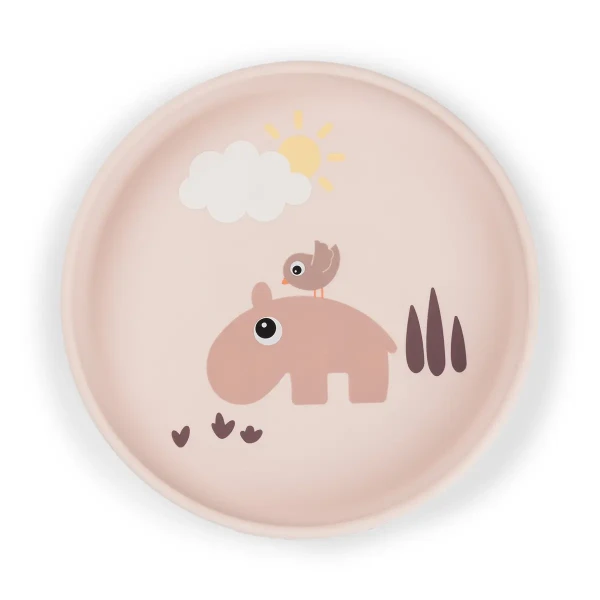 DONE BY DEER Stick and stay silikónový tanier Playground - ružový