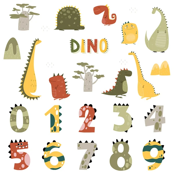 Sipo Nálepky na stenu pre detskú izbu,  Dino Numbers