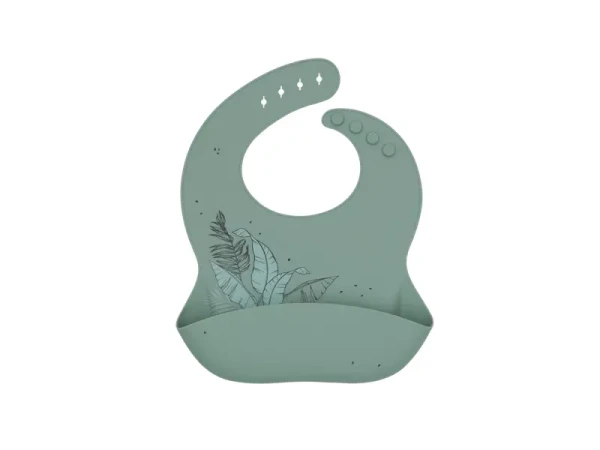 KikkaBoo Podbradník s kapsou Platinum Silicone Flora Sage