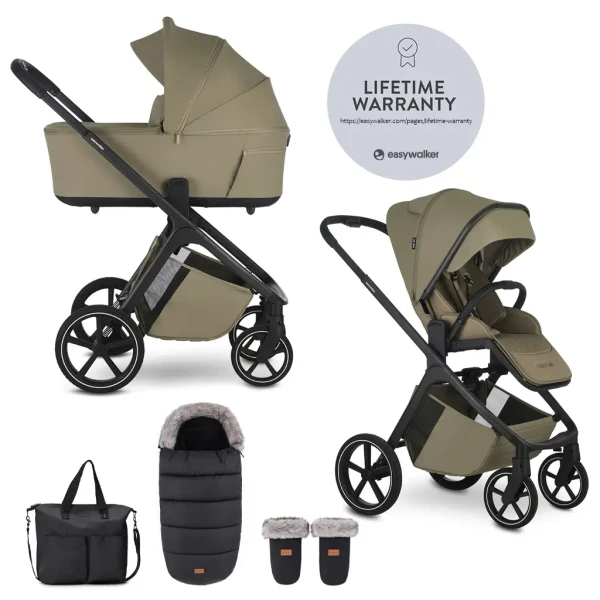 EASYWALKER Set kočík 2v1 Zoey Go Moss Green XXL Limited s príslušenstvom