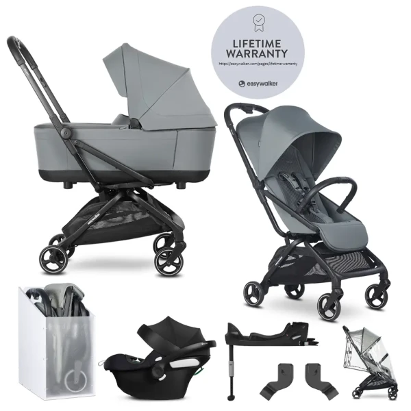 EASYWALKER SET Kočík kombinovaný 4v1 Rockey S Smooth Grey + CYBEX Aton B2 i-Size + základňa