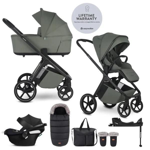 EASYWALKER Set kočík 4v1 Zoey Go Mineral Green XXL Limited + CBX Aton B2 i-Size + Cybex Base One