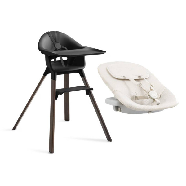 Stokke stolička Clikk High Black/Warm Brown + Newborn set