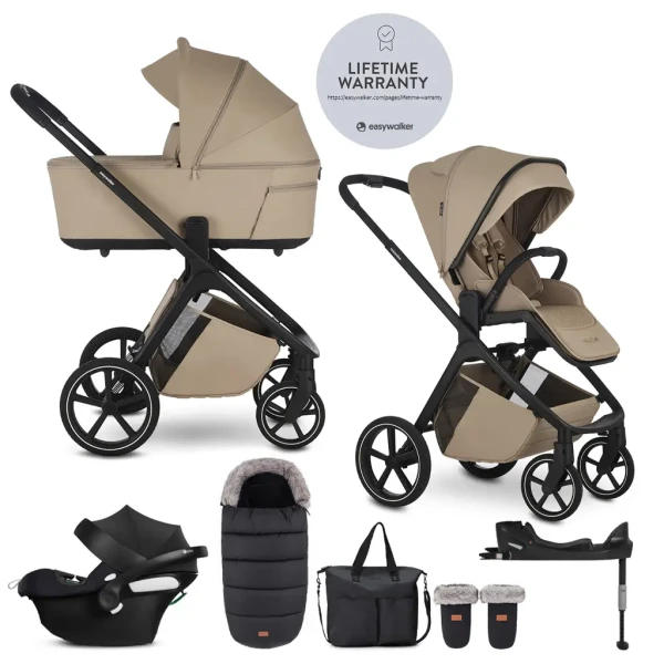 EASYWALKER Set kočík 4v1 Zoey Go Sand Taupe XXL Limited + CBX Aton B2 i-Size + Cybex Base One