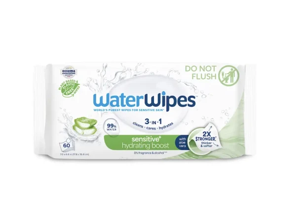 WATERWIPES Obrúsky vlhčené Hydrating clean bez obsahu plastov 60 ks