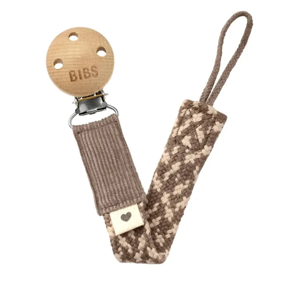 BIBS Paci Braid klip na cumlík | Dark Oak / Vanilla