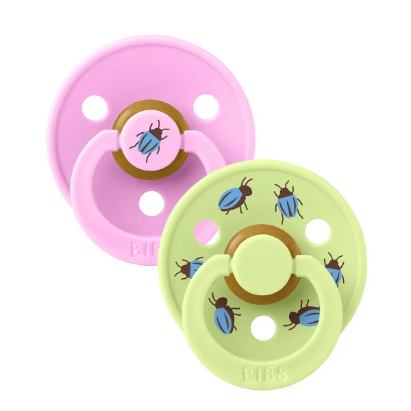 BIBS STUDIO Colour Beetle cumlíky z prírodného kaučuku 2ks - veľkosť 1 ballet-matcha