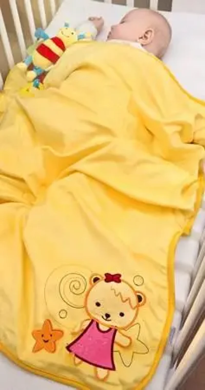 Detská deka Sensillo 3D Sladký medvedík 75x100 cm yellow