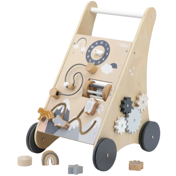 TRYCO Drevený vozíček s aktivitami a kockami