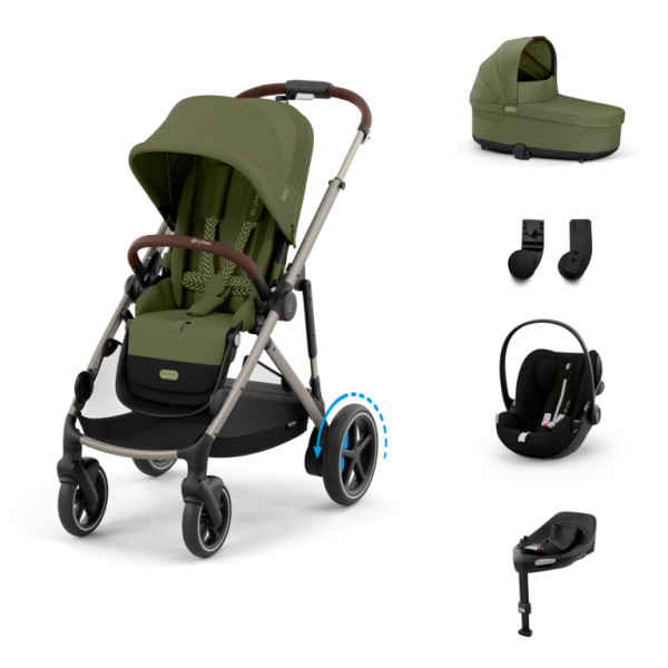 Cybex E-Gazelle S Kombinovaný kočík SET M -  Moss Green - Taupe Rám