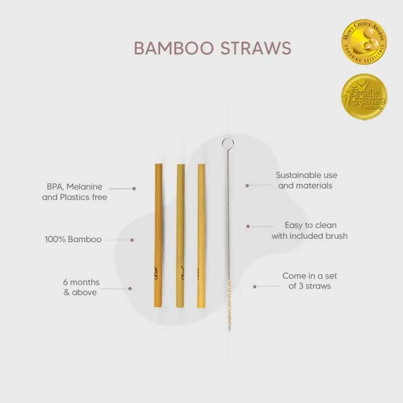Citron Bambusové slamky s kefkou na čistenie