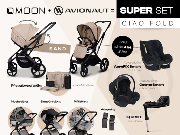 MOON Kombinovaný kočík CIAO FOLD Super Orbit set - SAND