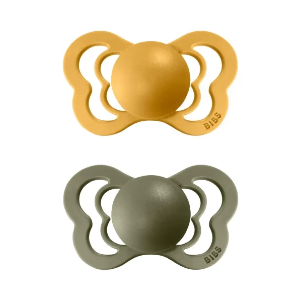 BIBS Couture ortodontické cumlíky zo silikónu 2ks - veľkost 2 | Honey Bee / Olive