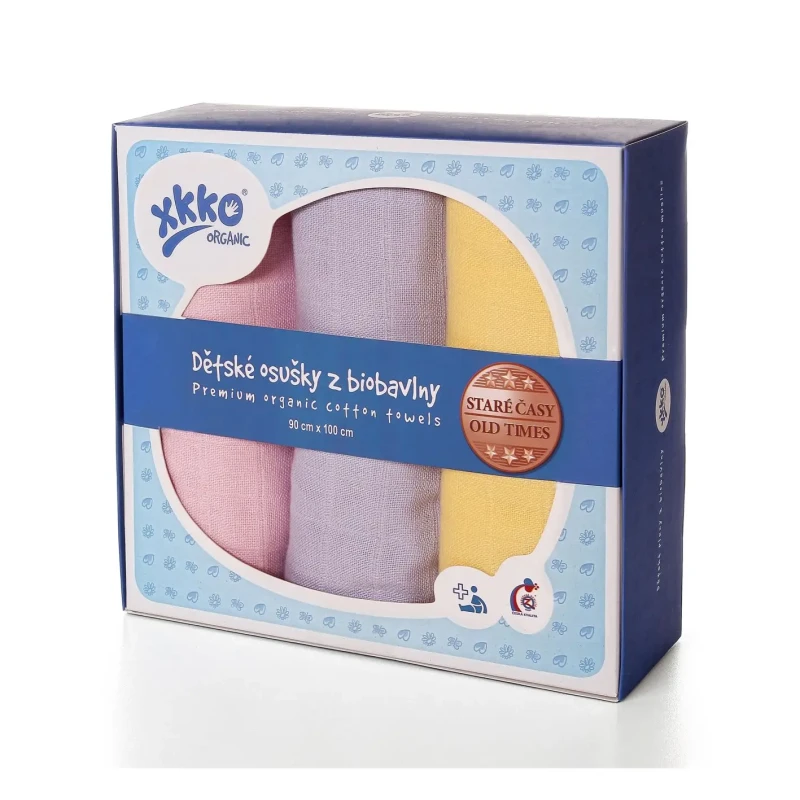 XKKO Organic Osušky z biobavlny 90x100 Staré časy - Pastels For Girls