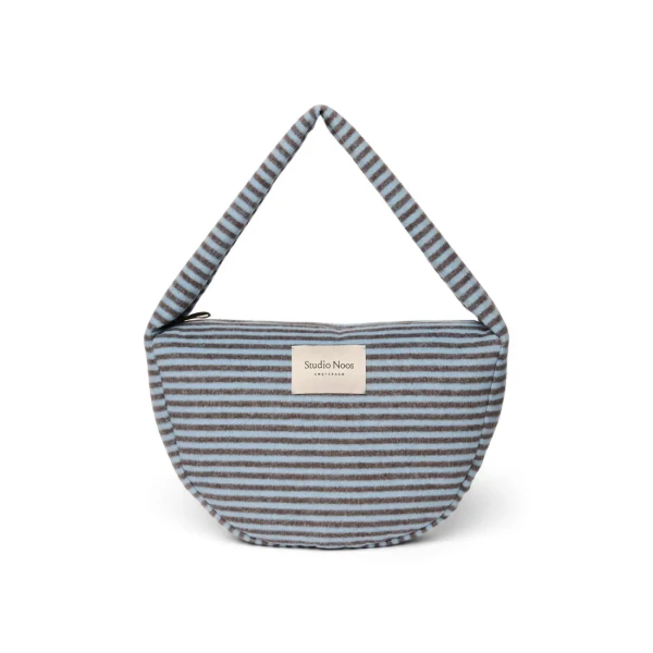 STUDIO NOOS - VLNENÁ Cross Body Bag Stripy Wool LIght Blue Brown