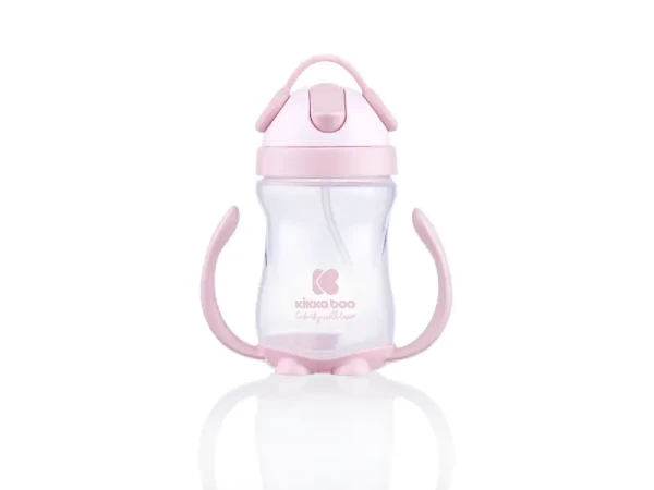 KikkaBoo Hrnček so silikónovou slamkou 300ml 12m+ Pink