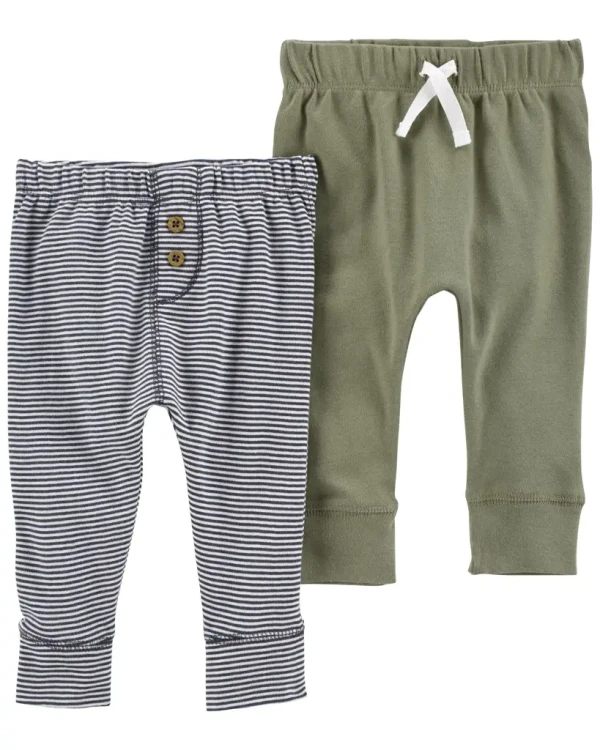 CARTER'S Tepláky Green&Stripes chlapec LBB 2ks 24m