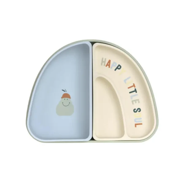 Lässig Dish Set Silicone Section Happy Fruits lemon