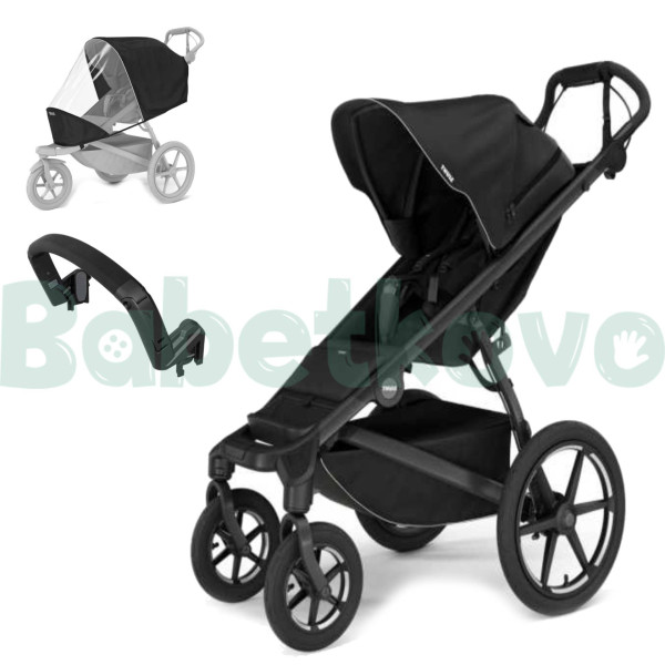 THULE Urban Glide 4-kolesový - SET s pláštenkou a madlom Black