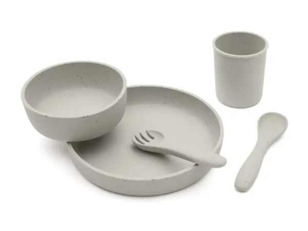 KikkaBoo Jedálenská sada 5-dielna Platinum Silicone Sand