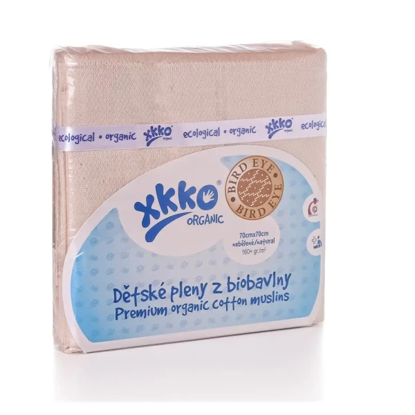 XKKO Organic Plienky z biobavlny 70x70 Bird Eye - Natural