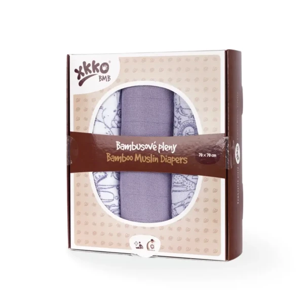 XKKO BMB Bambusové plienky 70x70 - Safari Lavender Aura MIX 3ks