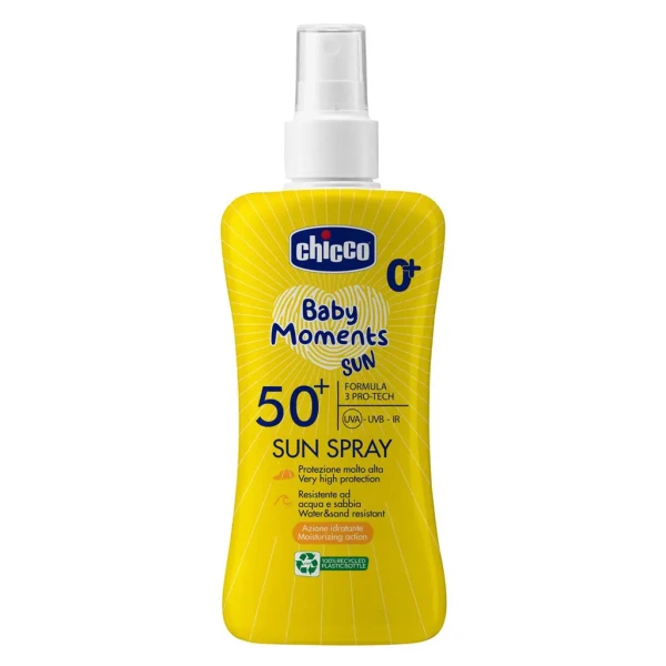 CHICCO Sprej detský na opaľovanie Baby Moments Sun SPF50+ 150 ml, 0m+