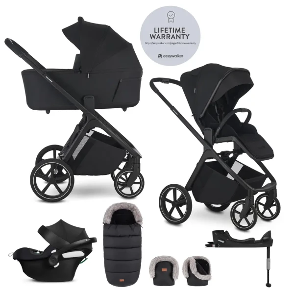 EASYWALKER Set kočík 4v1 Zoey Go Pure Black XL + CBX Aton B2 i-Size + CYBEX Base One