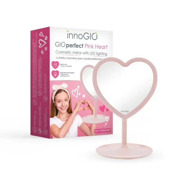 innoGIO Kozmetické zrkadlo GIOperfect Pink Heart