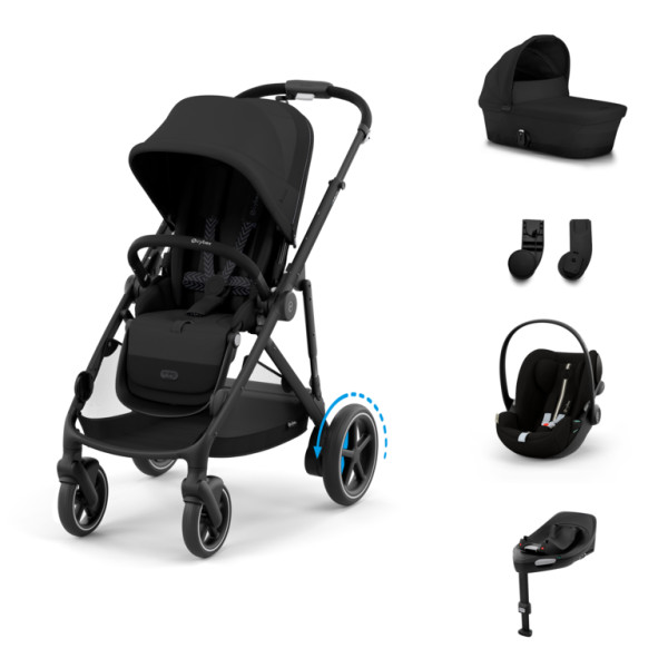 Cybex E-Gazelle S Kombinovaný kočík SET M -  Moon Black - Black Rám