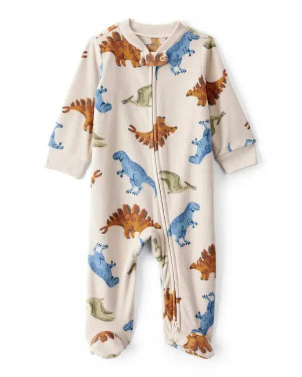CARTER'S Overal na zip fleece Sleep & Play khaki Dino chlapec 3m/vel.62