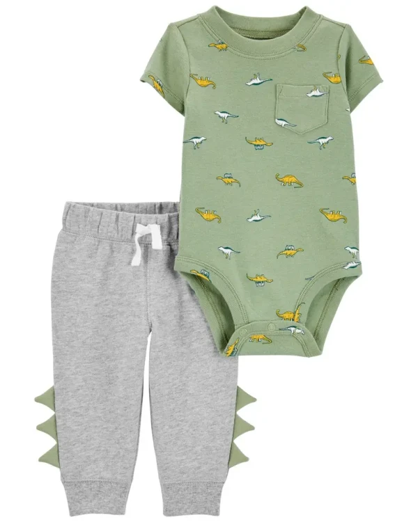 CARTER'S Set 2dielny body kr. rukáv, tepláky Green Dino chlapec 6m