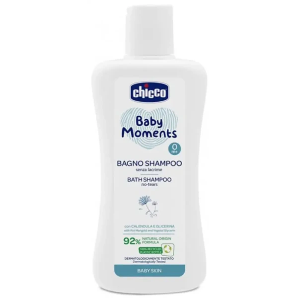 CHICCO Šampón na vlasy a telo Baby Moments 92 % prírodných zložiek 200 ml