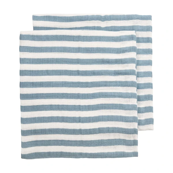 Meyco Mušelínové plienky Fat Stripe 30x30 cm 2-balenie - Jeans Blue