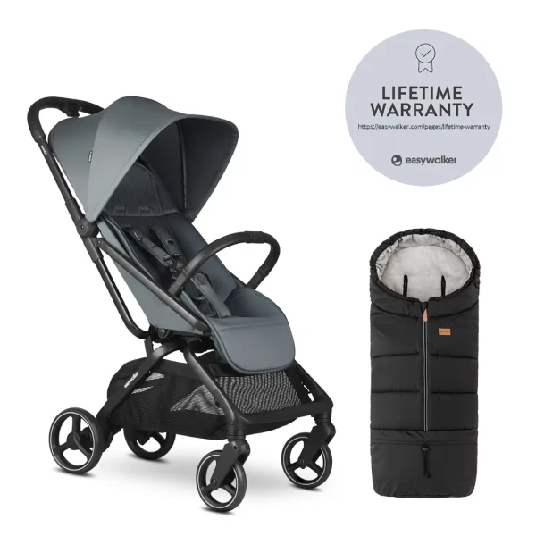 EASYWALKER Kočík športový Rockey M Smooth Grey + PETITE&MARS Fusak Jibot 3v1 Ink Black