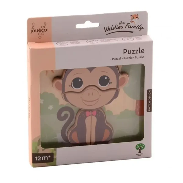 Jouéco The Wildies Family drevené mini puzzle Monkey 12m+