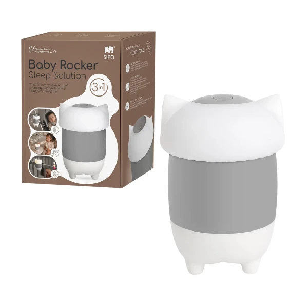 Sipo Hojdačka na kočík BABY ROCKER 3v1 s nočným svetielkom a upokojujúcimi zvukmi, MAČKA